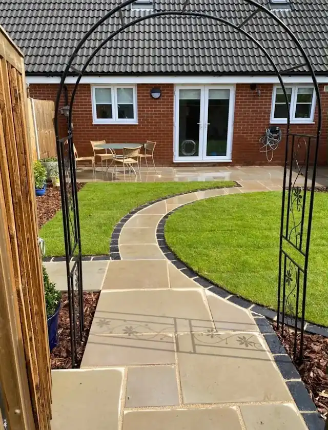 Patio and garden path by Yellowstone, Wiltshire 1