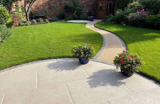 Patio and garden path by Yellowstone, Wiltshire 2