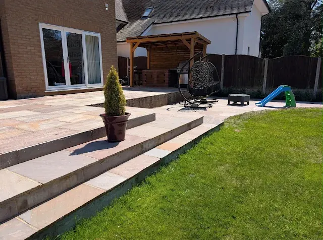 Patio and garden path by Yellowstone, Wiltshire 3