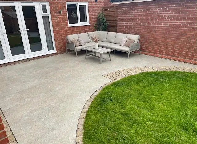 Patio and garden path by Yellowstone, Wiltshire 5