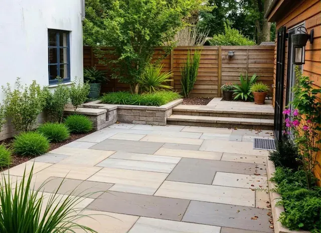Patio and garden path by Yellowstone, Wiltshire 6