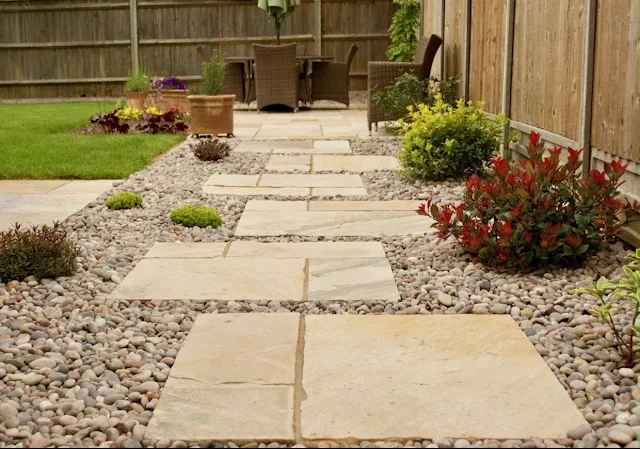 Patio and garden path by Yellowstone, Wiltshire 7