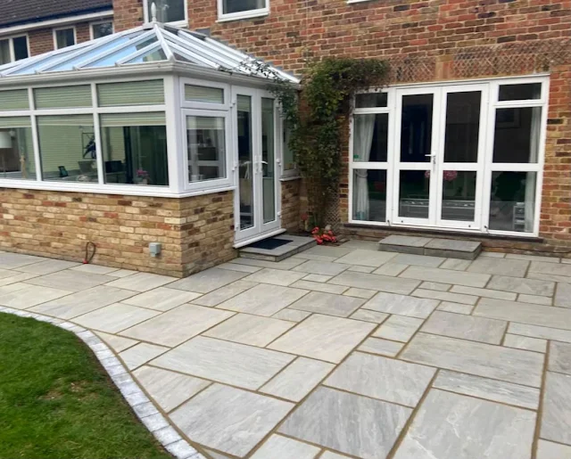 Patio and garden path by Yellowstone, Wiltshire 8