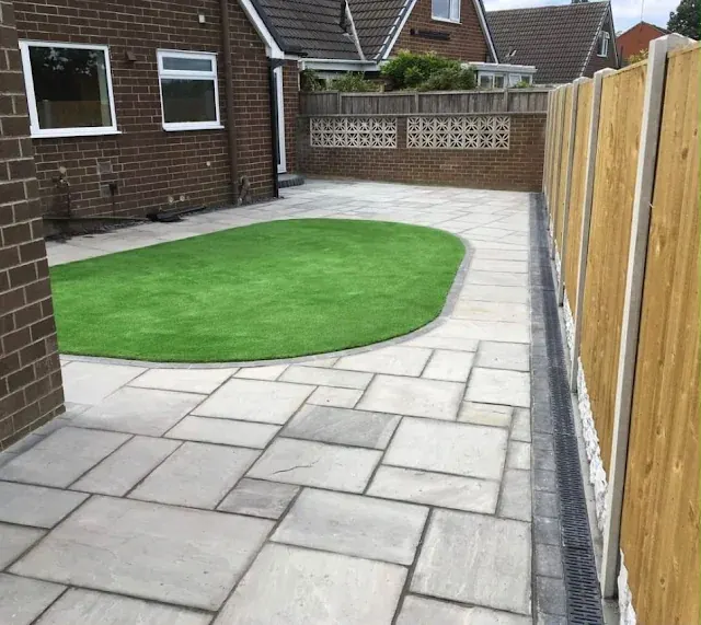 Patio and garden path by Yellowstone, Wiltshire 9
